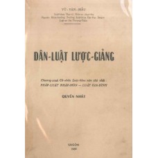 Dân Luật Lược Giảng - Quyển 1